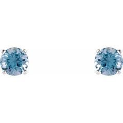 14K White 5 mm Natural Aquamarine Earrings