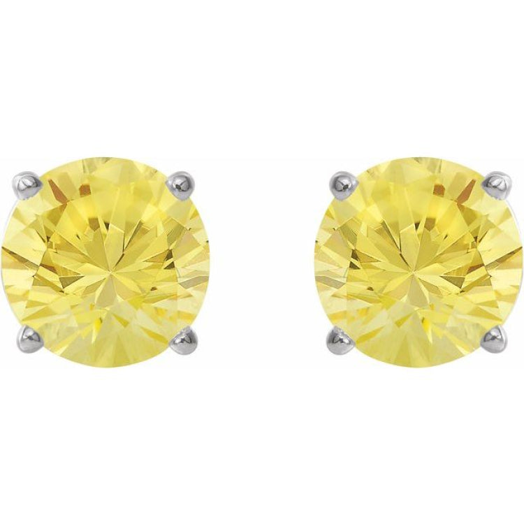 14K White 5 mm Natural Yellow Sapphire Earrings