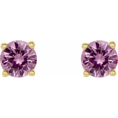 14K Yellow 5 mm Natural Pink Sapphire Stud Earrings