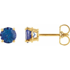 14K Yellow 5 mm Natural Tanzanite Earrings