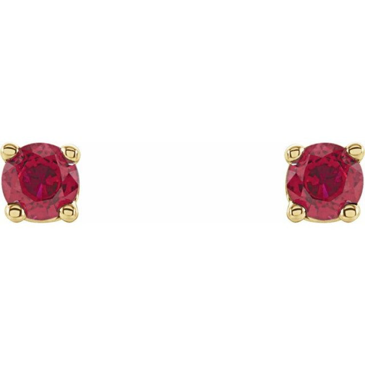 14K Yellow 2.5 mm Natural Ruby Earrings