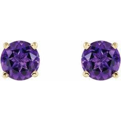 14K Yellow 5 mm Natural Amethyst Earrings