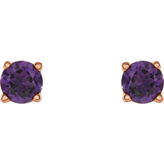 14K Rose 4 mm Natural Amethyst Stud Earrings
