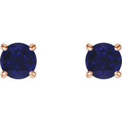 14K Rose 5 mm Natural Blue Sapphire Stud Earrings