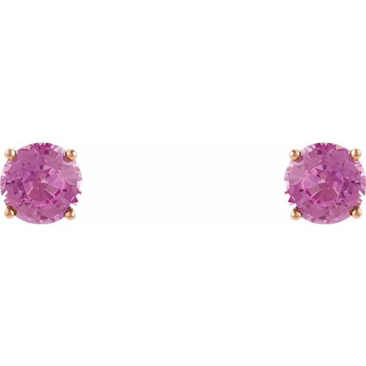 14K Rose 5 mm Natural Pink Sapphire Stud Earrings
