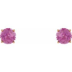 14K Rose 5 mm Natural Pink Sapphire Stud Earrings