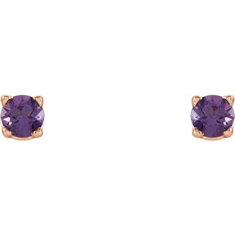 14K Rose 2.5 mm Natural Amethyst Stud Earrings