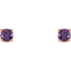 14K Rose 2.5 mm Natural Amethyst Stud Earrings