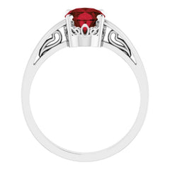 14K White Natural Mozambique Garnet Ring