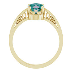 14K Yellow Lab-Grown Alexandrite Ring