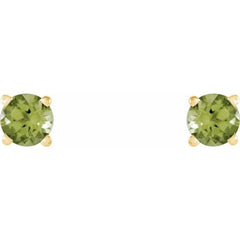 14K Yellow 4 mm Natural Peridot Stud Earrings