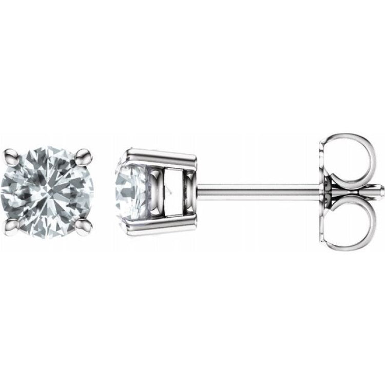 14K White 5 mm Natural White Sapphire Earrings