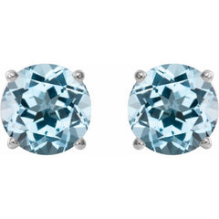 14K White 5 mm Natural Sky Blue Topaz Stud Earrings