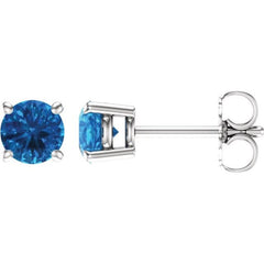 14K White 5 mm Natural Swiss Blue Topaz Earrings