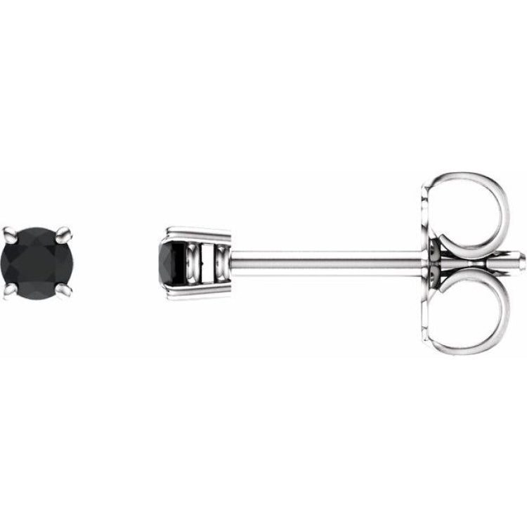14K White 2.5 mm Natural Black Onyx Earrings