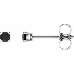 14K White 2.5 mm Natural Black Onyx Earrings