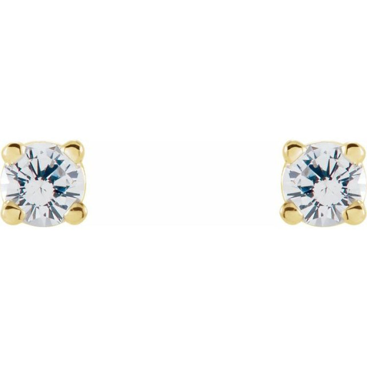 14K Yellow 2.5 mm Natural White Sapphire Stud Earrings