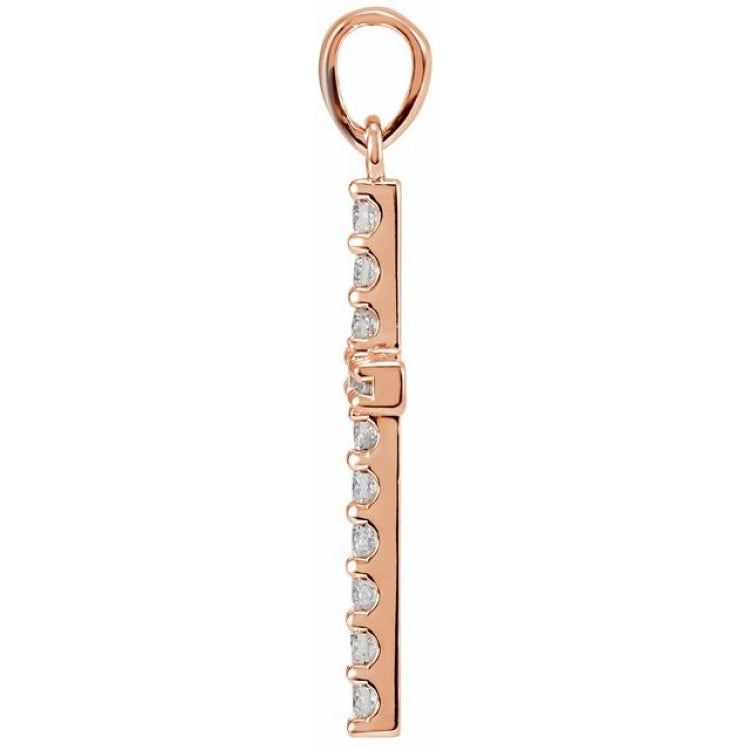 14K Rose 1/5 CTW Natural Diamond Cross Pendant