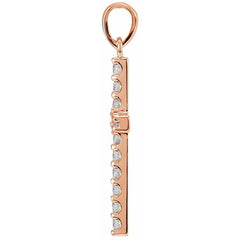 14K Rose 1/5 CTW Natural Diamond Cross Pendant