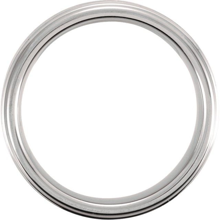 Tungsten 6 mm Stepped-Edge Inlay Comfort-Fit Band  Size 10.5