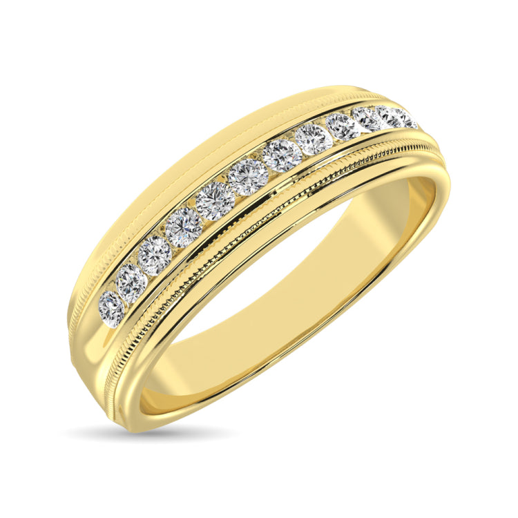 14K Yellow Gold 1/2 Ct.Tw. Diamond Mens Machine Band