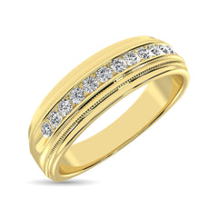 14K Yellow Gold 1 Ct.Tw. Diamond Mens Machine Band