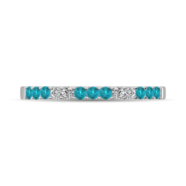 Aqua Marine 1/4 Ct.Tw. Ladies Wedding Band in 10K White Gold