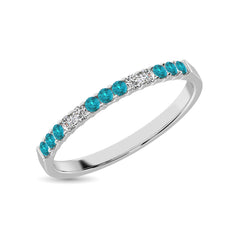 Aqua Marine 1/4 Ct.Tw. Ladies Wedding Band in 10K White Gold