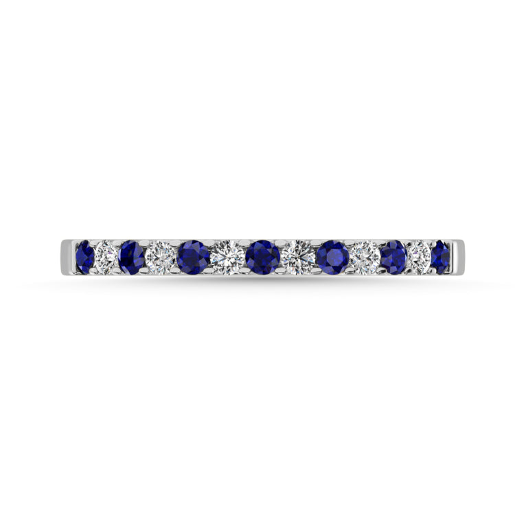 14K White Gold 1/4 Ctw Alternate Blue Sapphire & Diamond Machine Band