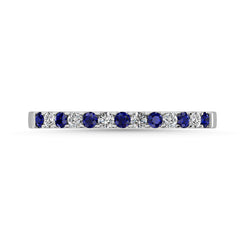 14K White Gold 1/4 Ctw Alternate Blue Sapphire & Diamond Machine Band