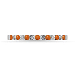 14K White Gold 1/5 Ct.Tw. Diamond And Citrine Machine Band
