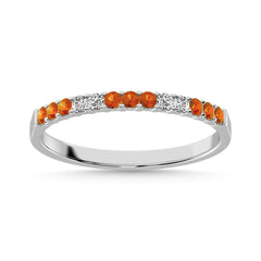 14K White Gold 1/5 Ct.Tw. Diamond 4 And Citrine 9 Machine Band