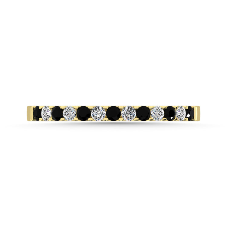 14K White Gold Alternate Treated Black & Diamond 1/5 Ct.Tw. Machine Band