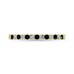 14K White Gold Alternate Treated Black & Diamond 1/5 Ct.Tw. Machine Band