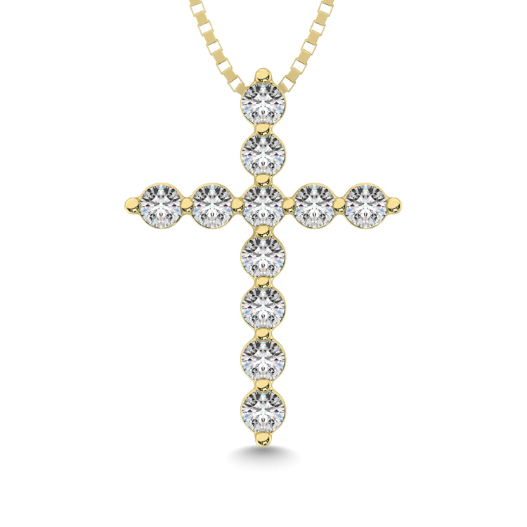 Shared Prong Diamond  1/5 Ct.Tw Cross Pendant.