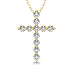 Shared Prong Diamond  1/5 Ct.Tw Cross Pendant.