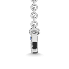 Diamond 1/8 Ct.Tw. And Blue Sapphire Fashion Necklace in 10K White Gold