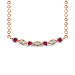 Diamond 1/8 Ct.Tw. And Ruby Fashion Necklace in 10K Rose Gold