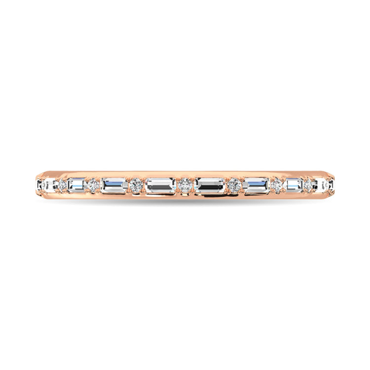 Diamond 1/10 Ct.Tw. Round and Baguette Stackable Ring in 14K Rose Gold
