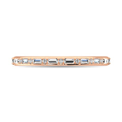 Diamond 1/10 Ct.Tw. Round and Baguette Stackable Ring in 14K Rose Gold