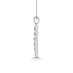 Diamond 1/6 Ct.Tw. Round and Baguette Cut Cross Pendant in 10K White Gold