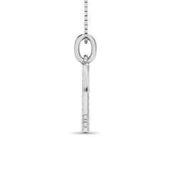 10K White Gold 1/10 Ctw Diamond Double Heart Pendant