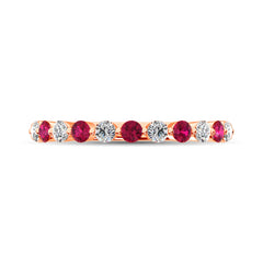 Diamond 1/2 Ct.Tw. And Alternate Ruby Stack Band in 14K Rose Gold ( 6 Diamond and 5 Ruby )