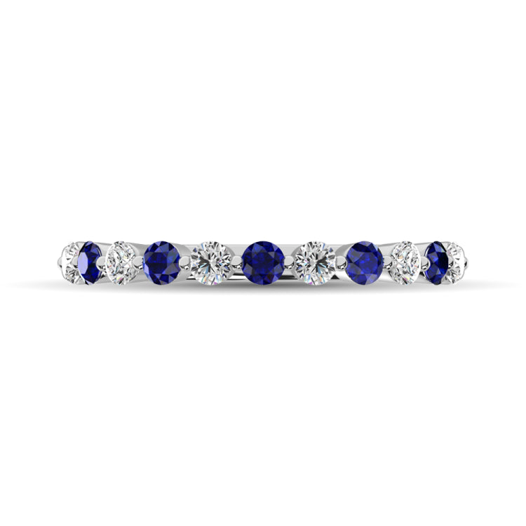 Diamond 7/8 Ct.Tw. And Blue Sapphire Stack Band in 14K White Gold ( 6 Diamond and 5 Blue Sapphire )