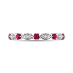 Diamond 1/3 Ct.Tw. And Ruby Stack Band in 14K White Gold ( 8 Diamond and 5 Ruby )
