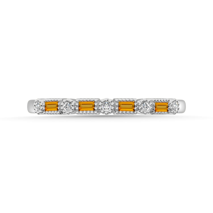 Citrine and Alternate Diamond 1/3 Ct.Tw. Stack Band in 10K White Gold