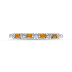 Citrine and Alternate Diamond 1/3 Ct.Tw. Stack Band in 10K White Gold