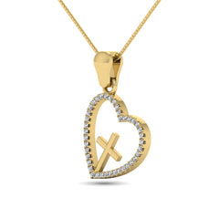 14K Yellow Gold 1/5 Ct.Tw. Diamond Cross Pendant