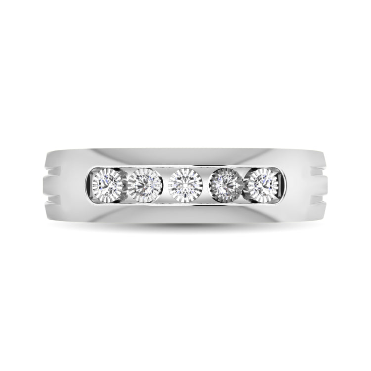 Diamond 1/6 Ct.Tw. Channel Set Mens Band in 14K White Gold