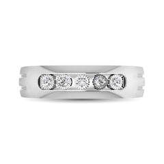 Diamond 1/6 Ct.Tw. Channel Set Mens Band in 14K White Gold